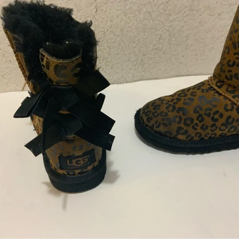 Ugg Toddler Bailey Bow Leopard Boots Chestnut 1008217T